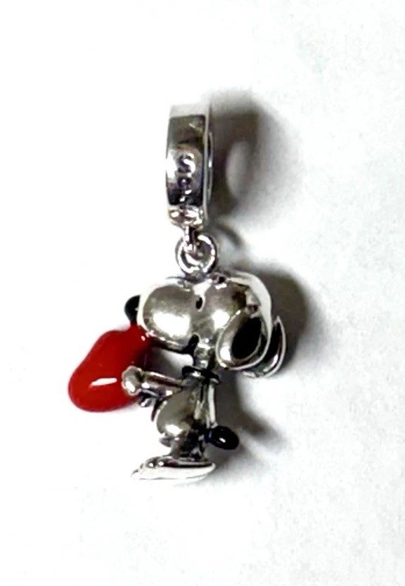 V477 S925 STERLING SILVER BE MY VALENTINE SNOOPY DANGLE CHARM