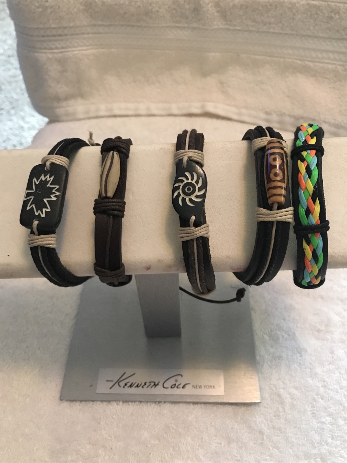 Lot of 5 Genuine Leather Bracelets Variety Pack Men Women Unisex