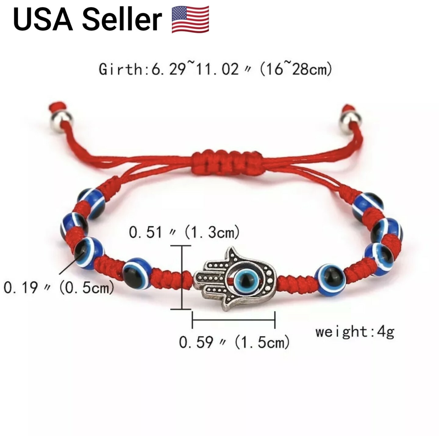 Style Hand Braided Lucky Red String Charm Bracelet Women Men Blue Evil Eye Round