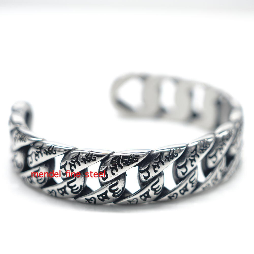 MENDEL Mens 10k 15mm Stainless Steel Gold Plated Miami Cuban Link Cuff Bracelet