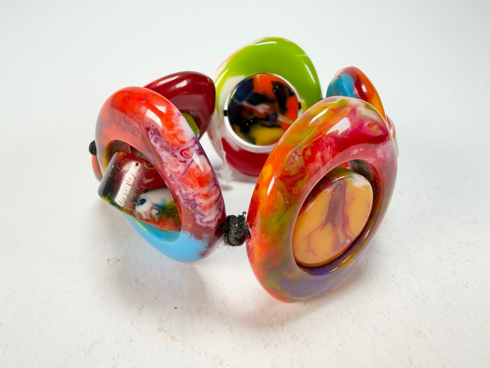 Jackie Brazil “Saturn” Kandinsky Disc & Cylinder Elastic Bracelet ( B0060 )