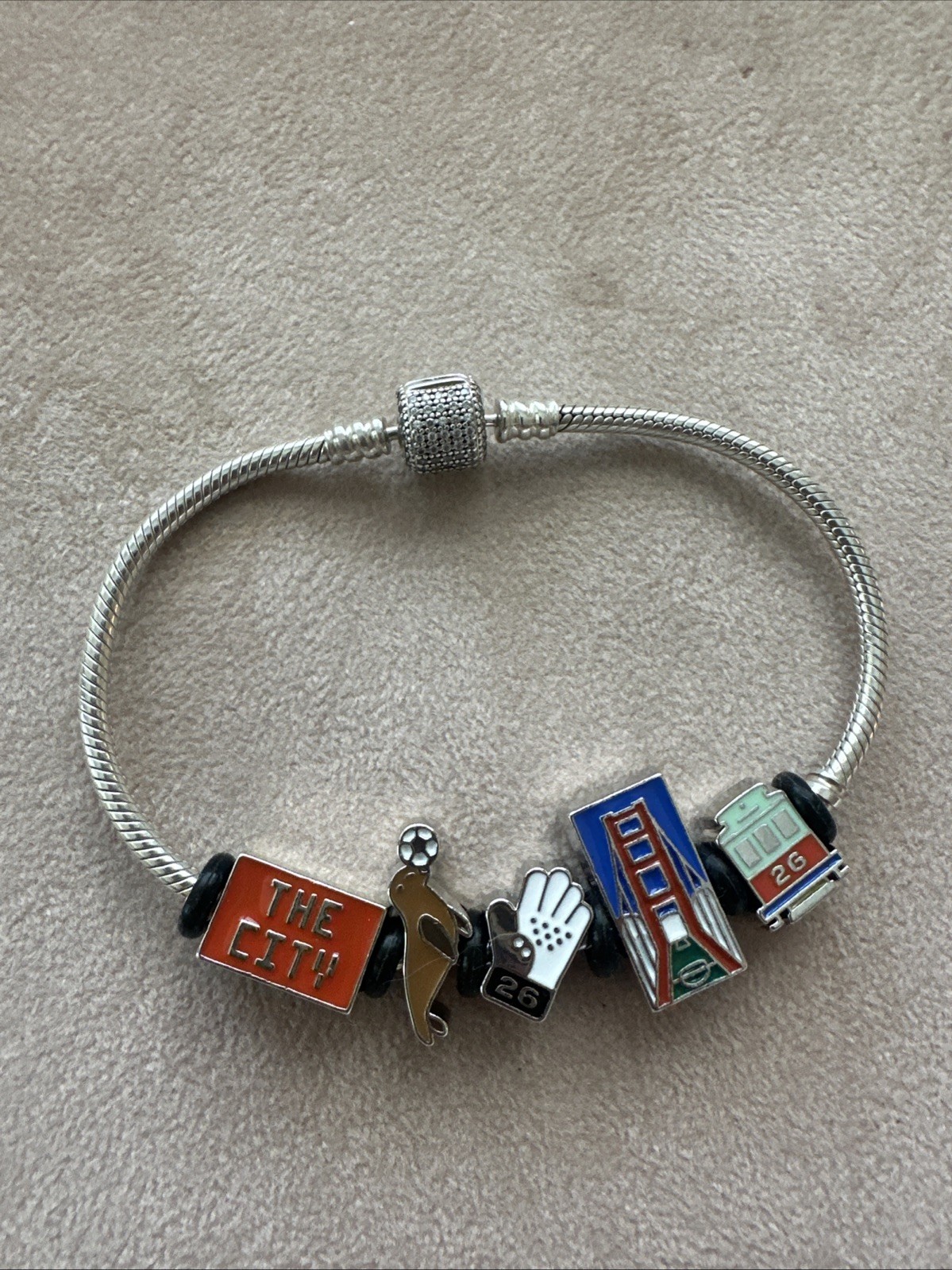 Bank Of America THE CITY FIFA (New) With Pandora Sparkling Pave Clasp Bracelet