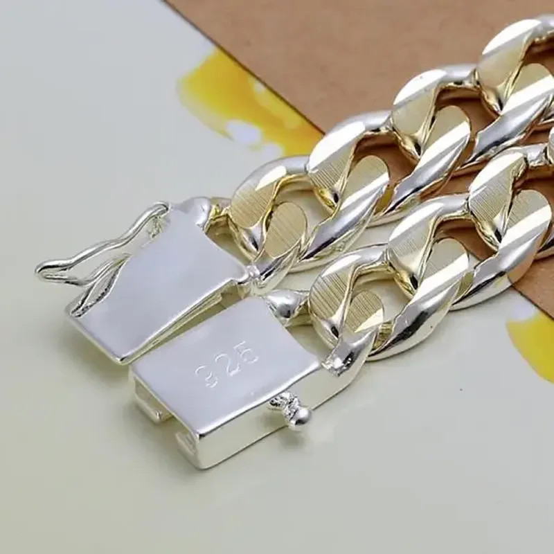 925 Sterling Silver Exquisite 10mm Chain Men Women Chain Noble Wedding Bracelet