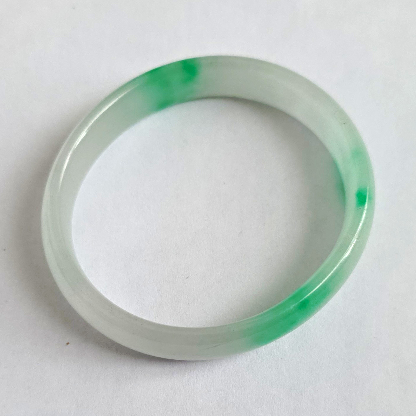 Natural Green And White Jadeite Bangle Authentic Burmese Jade