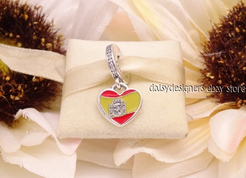 New Pandora Spain Spanish Flag Custom I Love Alicante Destination Charm w/Box