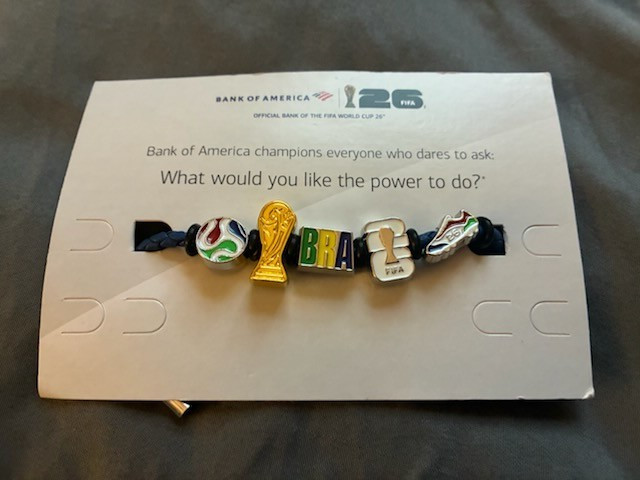 FiFA World Cup 2026 Bank of America Charm Bracelet Brazil. Philly Festival