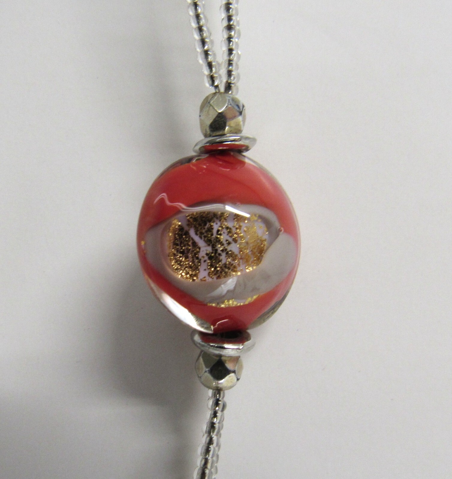 Murano Glass Bead Bracelet Silvertone Seed Beed Chain – Made in Italy – EUC