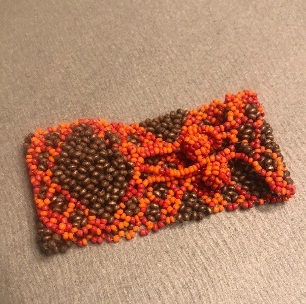 Small Brown and Orange Beaded Bracelet for Women