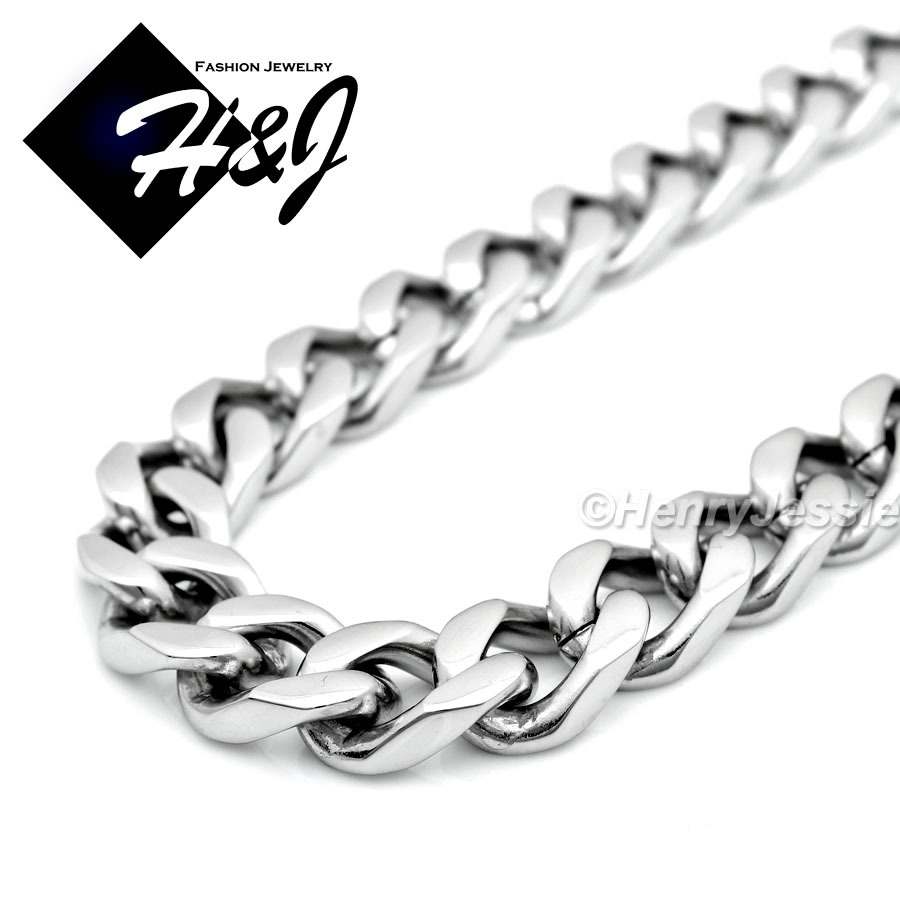 7.5″–11″MEN’s Stainless Steel 9mm Silver Cuban Curb Link Chain Bracelet*B140