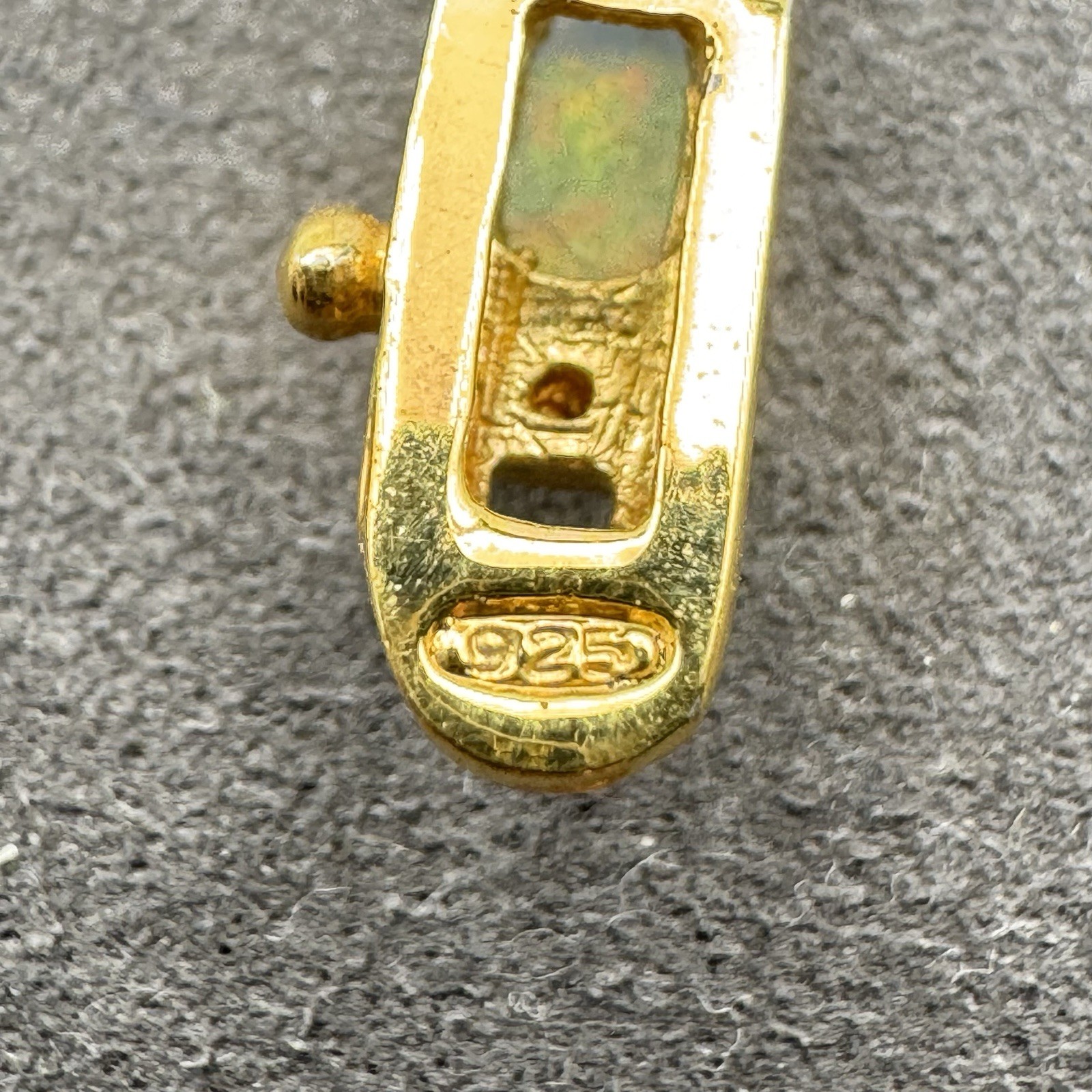 Vintage 925 Sterling Silver Gold Tone Oval White Faux Opal Link Bracelet