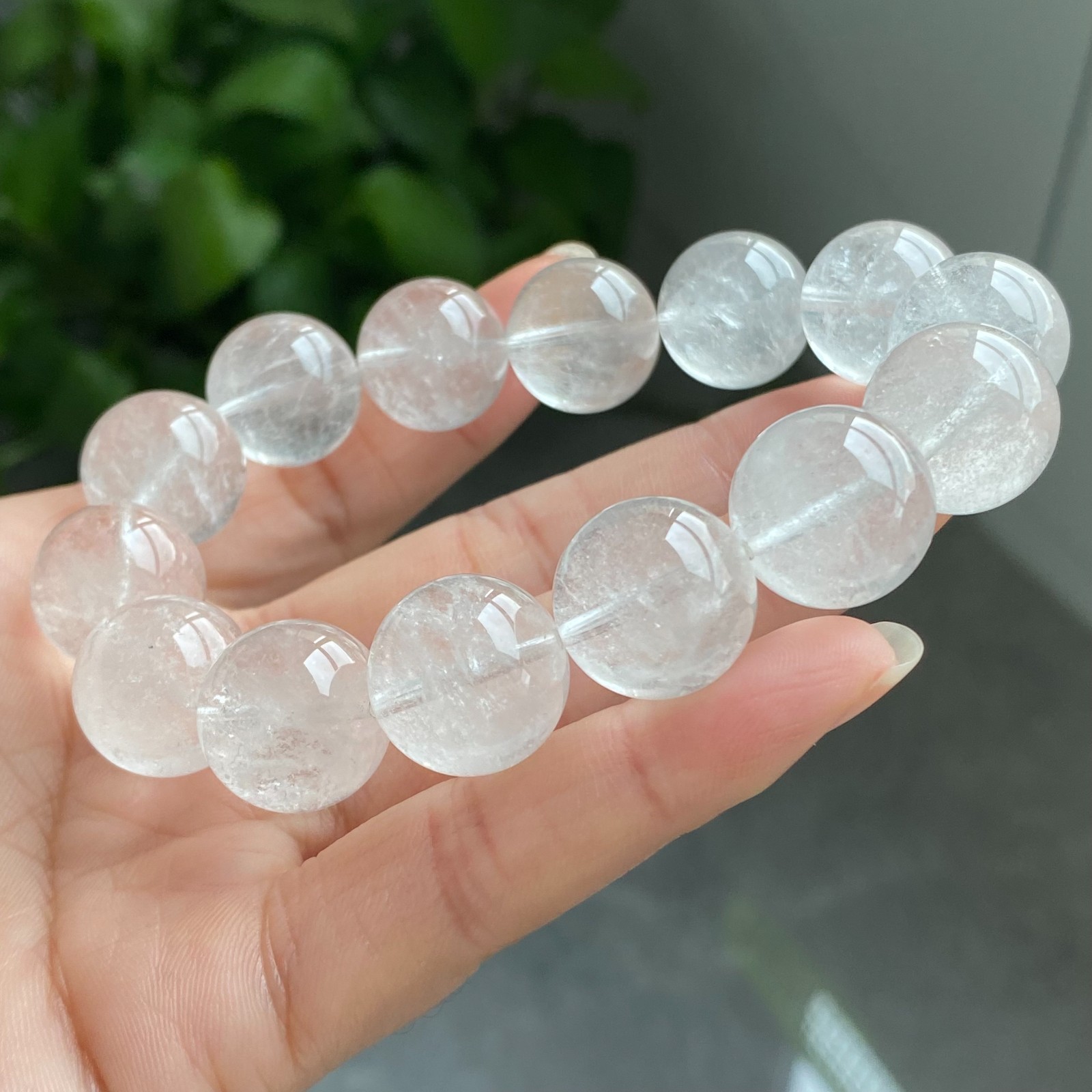 16mm Natural White Quartz Crystal Beads Bracelet AAAA 026