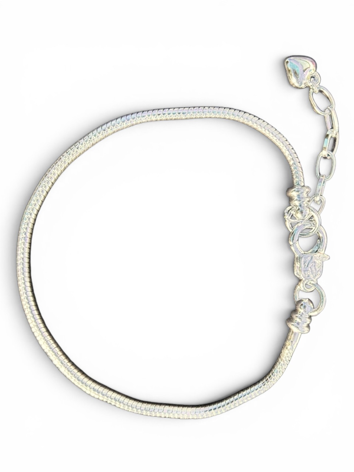1 pc Silver Lobster Clasp Snake Chain Charm Bracelets Fit European Beads Size 9