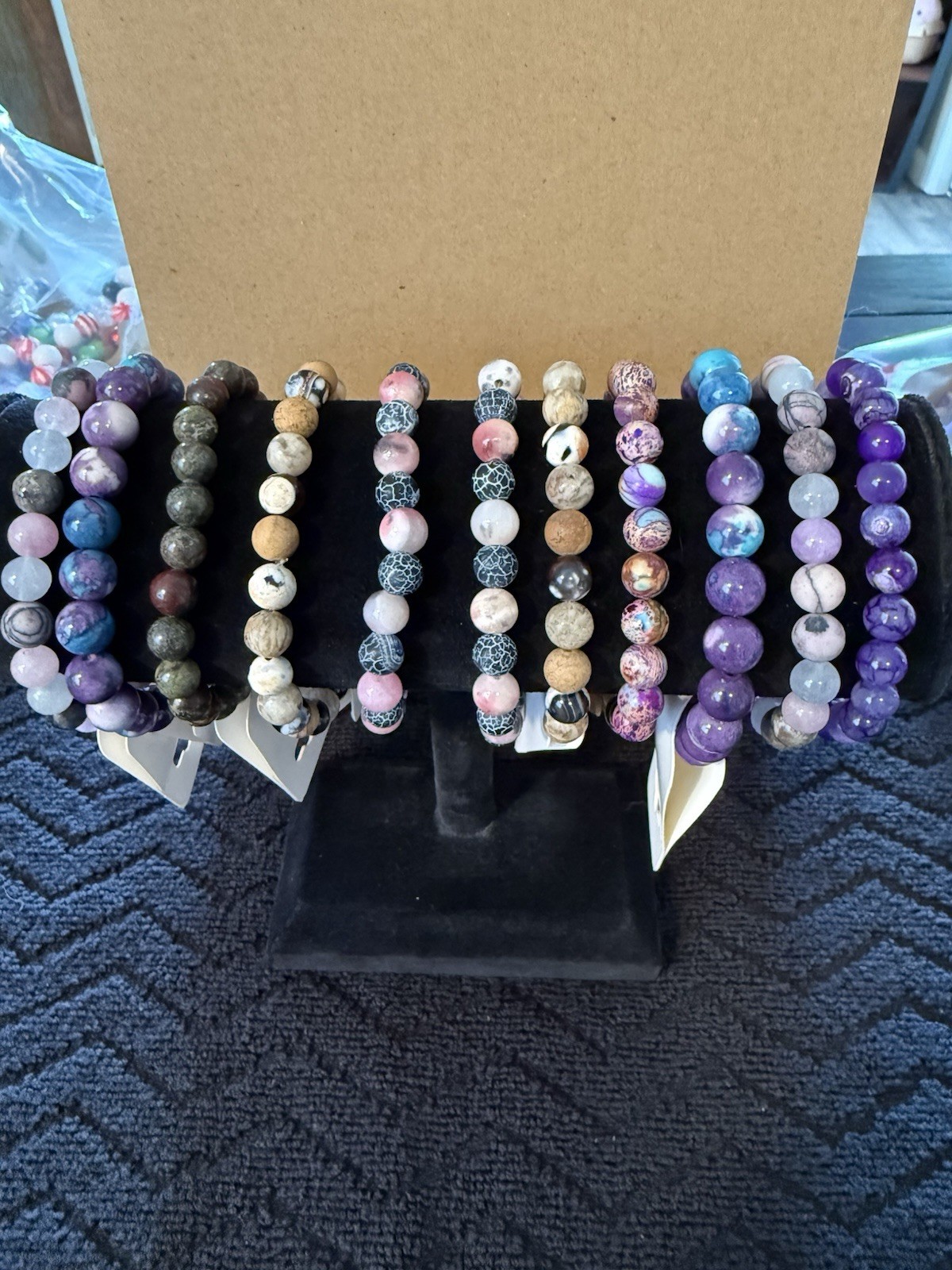 Lot Of 11 – Multi Colored Beaded Stretch Bracelets 6” To 7.5”