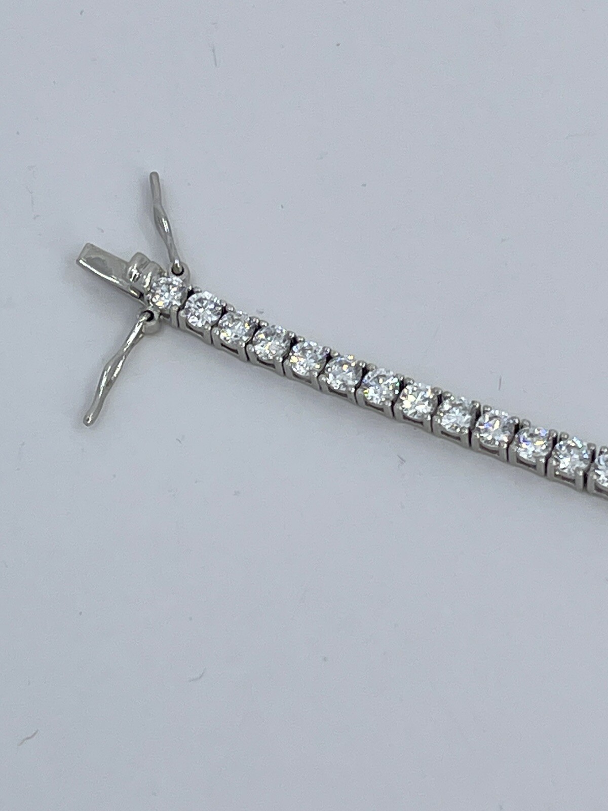 Tennis Bracelet 3mm Cubic Zirconia CZ white colorless silver tone 9″