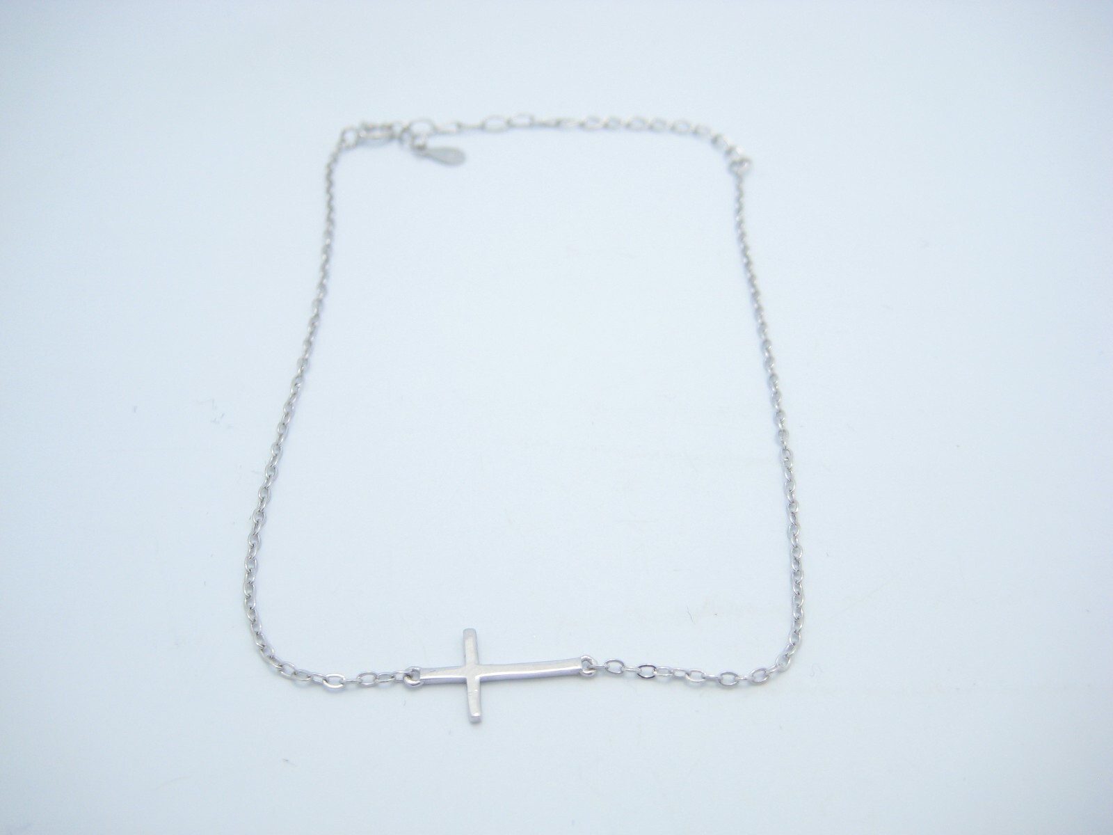 Sterling Silver 0.5mm Cross Charm Chain Link Bracelet Or Anklet 10″