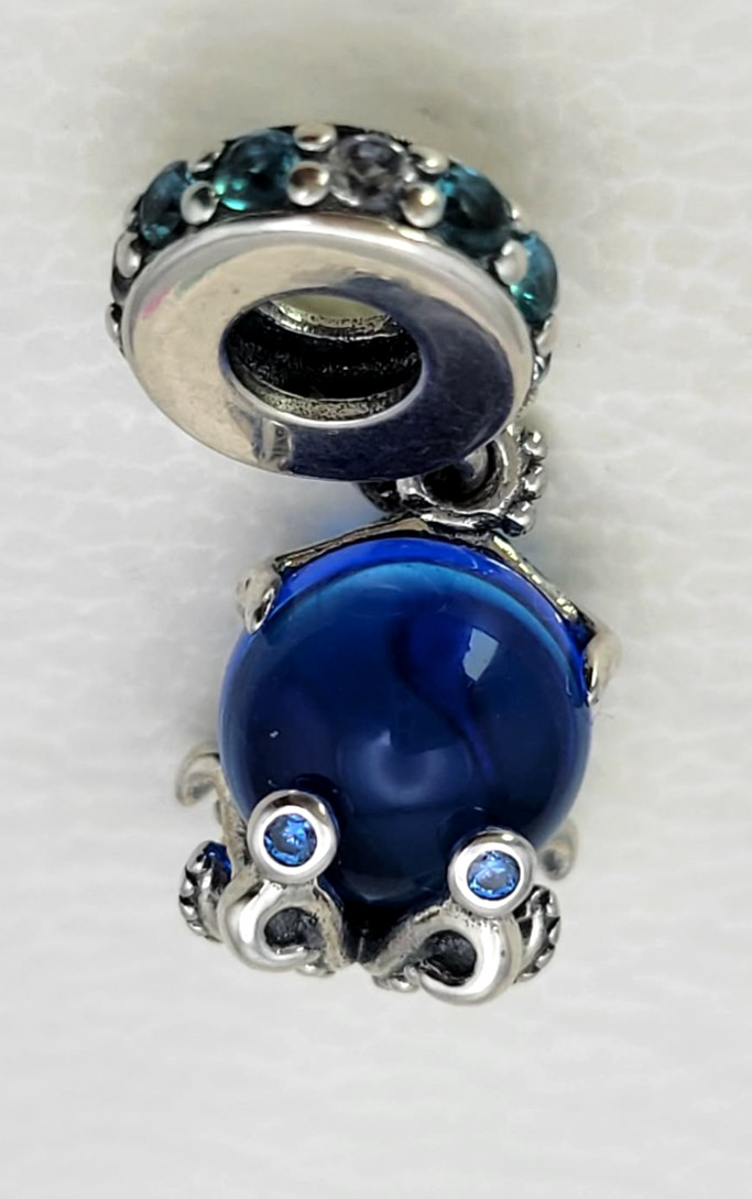 Authentic Pandora Charm Blue Dangle Cute Octopus Murano Glass S925 791694C01