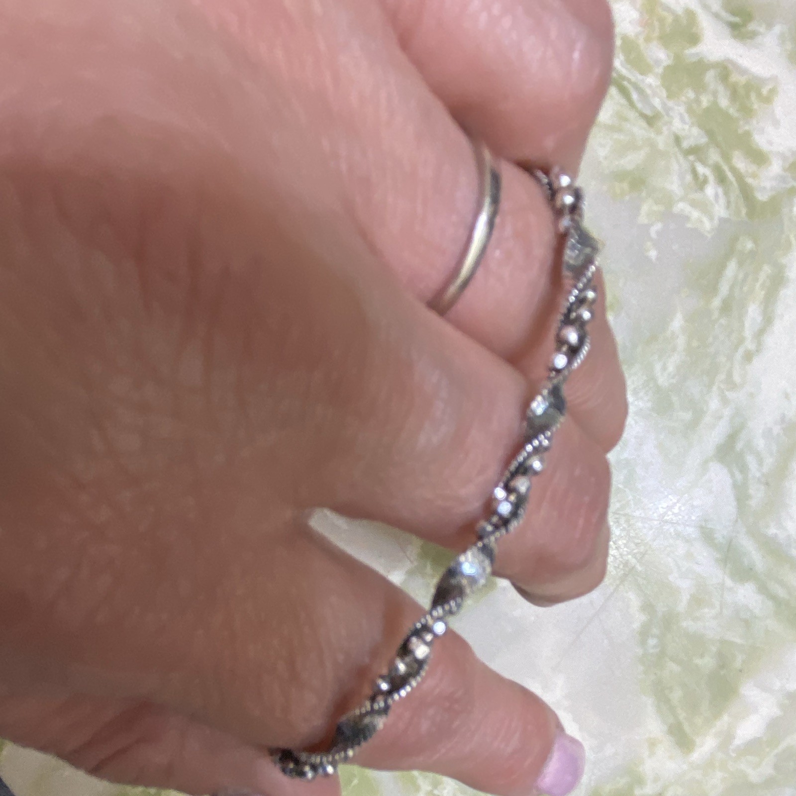 Silver Tone Metal Rope Chain Bracelet Lobster Clasp No Stone