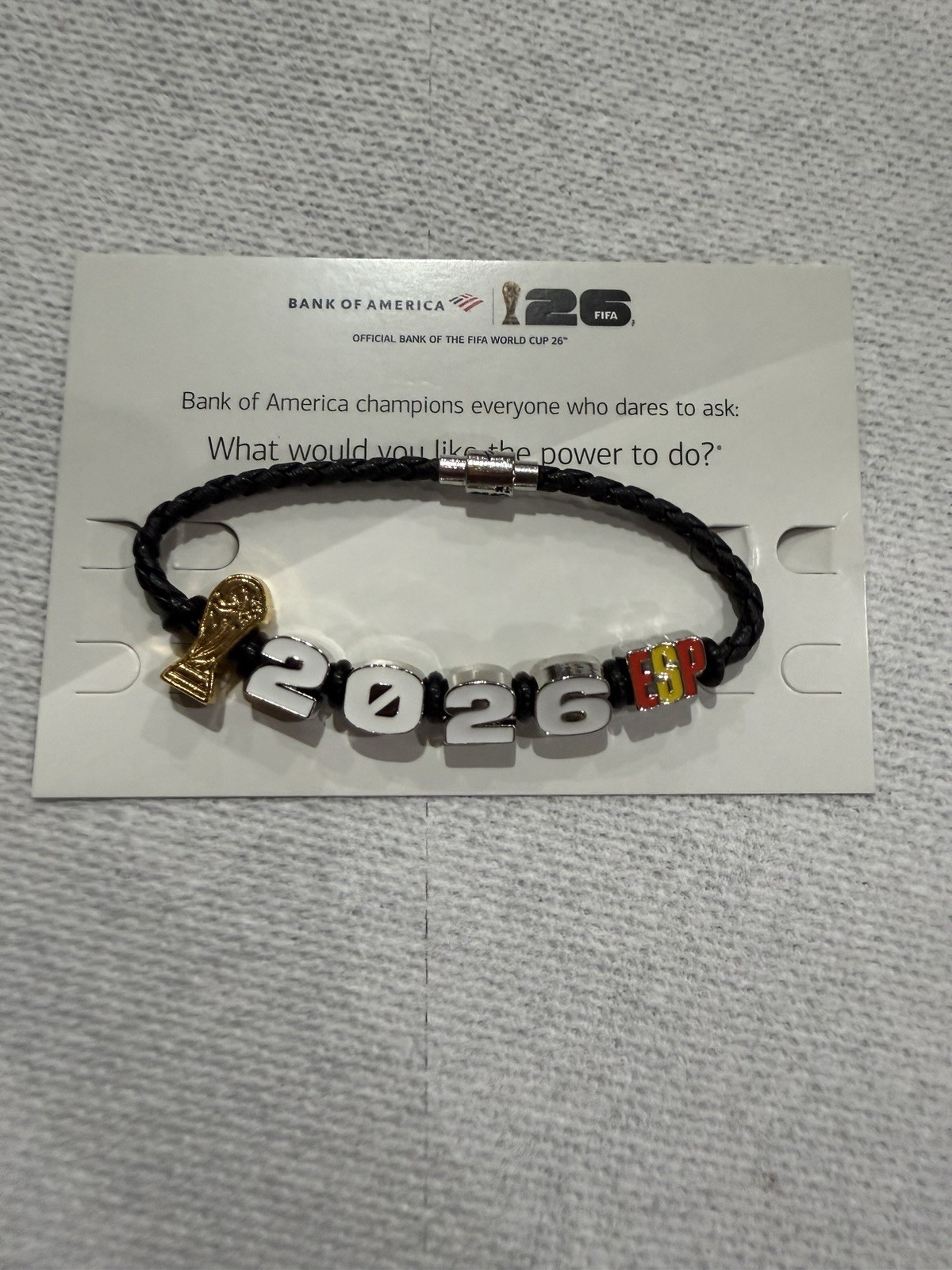 Bank of America FIFA World Cup 26 Braided Charm Bracelet Magnetic Spain