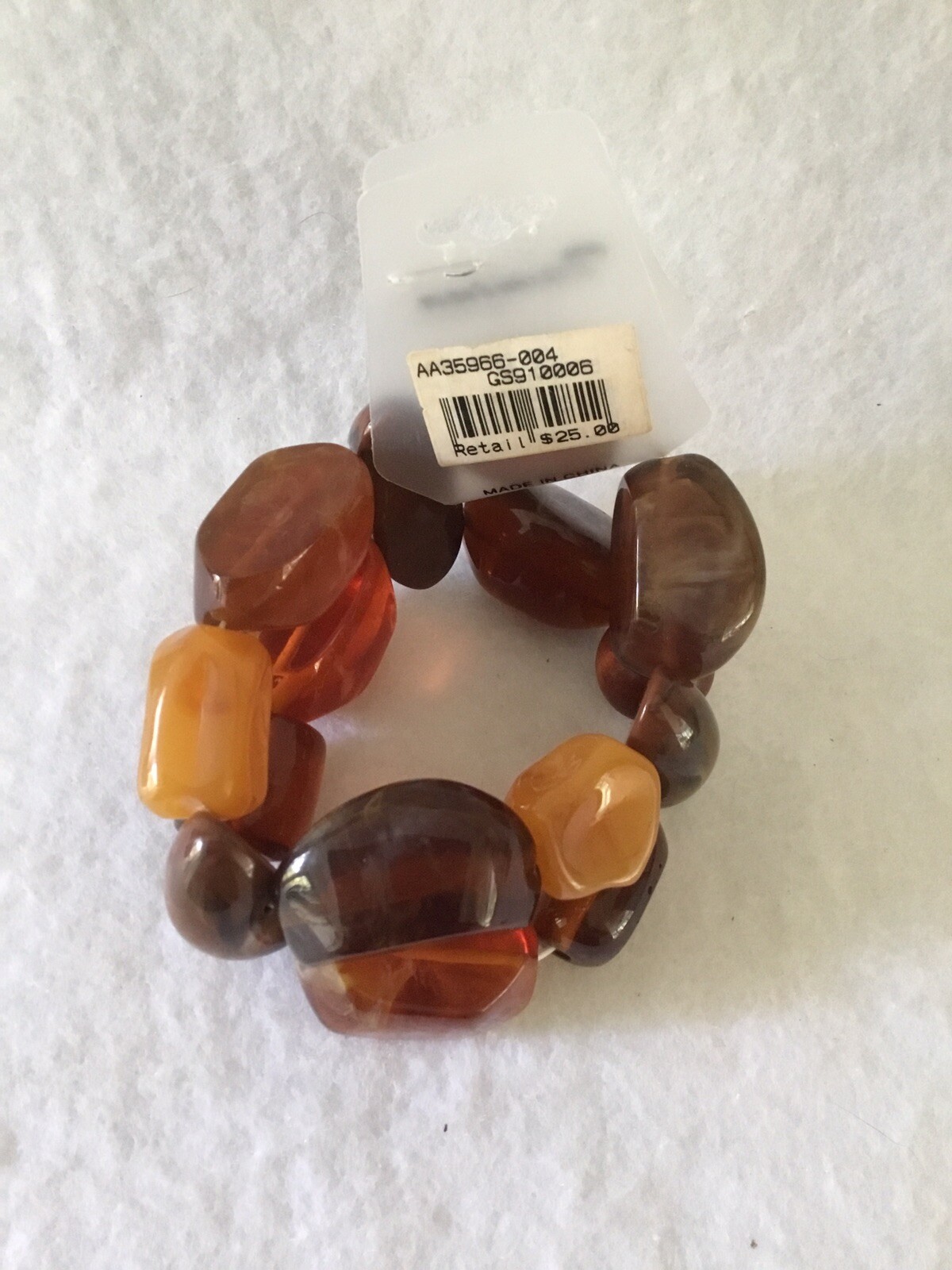 Fashion Chunky Stretch Bracelet, Orange, Butterscotch & Brown, New W/ Tag