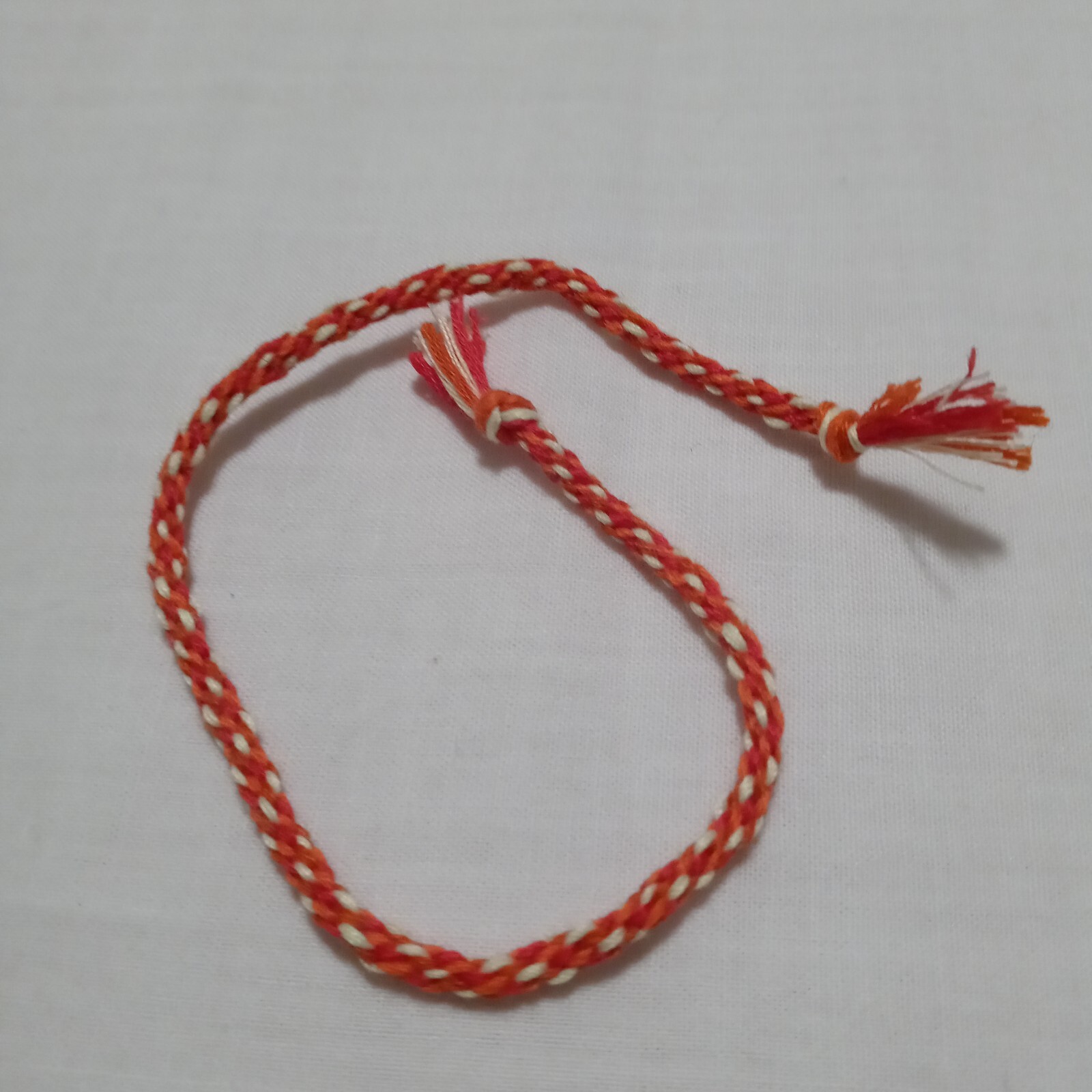 Friendship Bracelet Handmade Orange Red Yellow Braided Round Tie Unisex 10″ NWOT