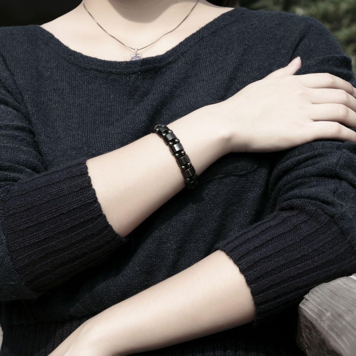 Magnetic Hematite Bracelet Pain Relief Powerfull Elastic Therapy Arthritis USA