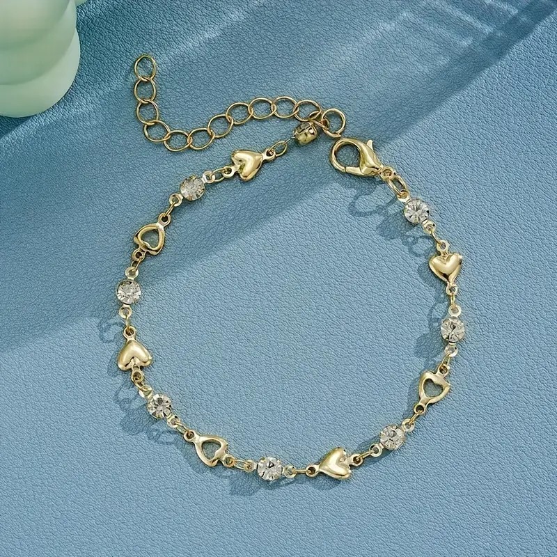 Women’s Fashion Heart Zircon Bracelet INS Hollow Out Bracelet Zinc Alloy