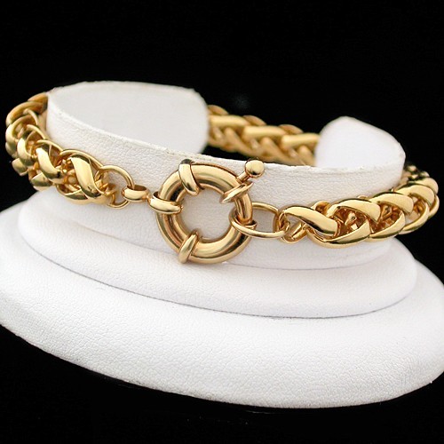 7″ Ladies 7mm Round WHEAT LINK BOLT RING CLASP 14ct Gold GL Bracelet LIFE GUAR