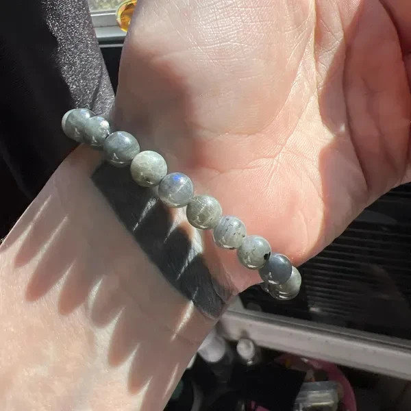 Natural Labradorite Cats Eye Beaded 7mm Gemstone Crystal Stretch Bracelet Gift
