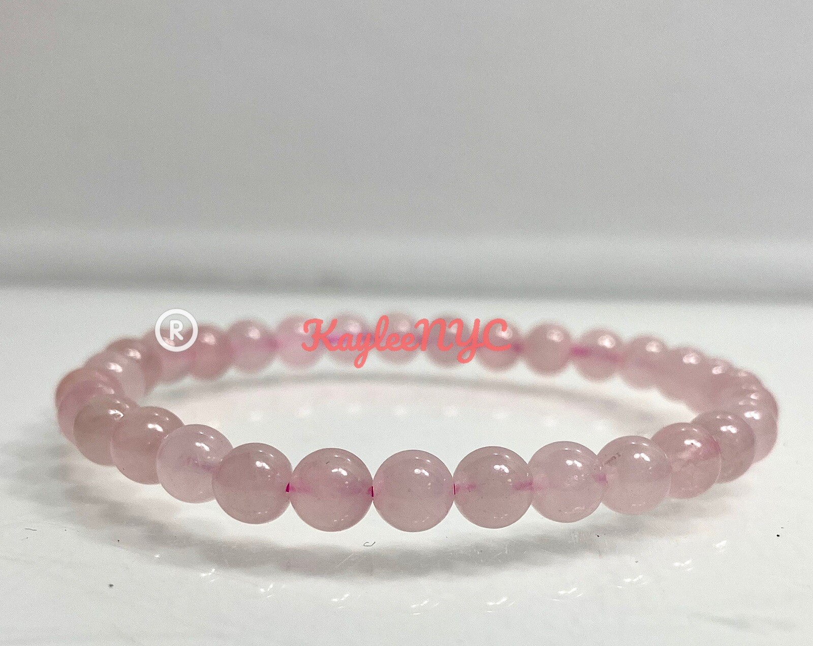 Wholesale 6 Pcs Natural Rose Quartz 6mm 7.5” Crystal Healing Stretch Bracelet