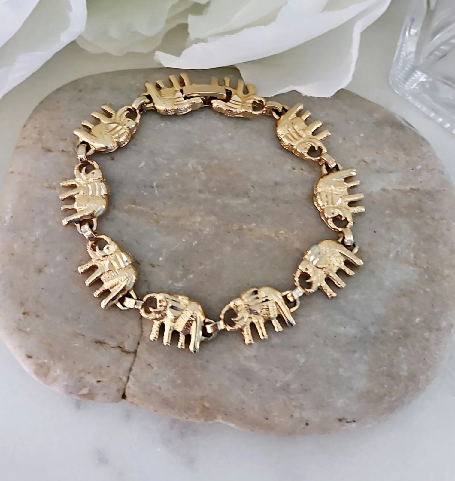 Gold Elephant Women’s Bracelet, 14K Heavy Plated Gold