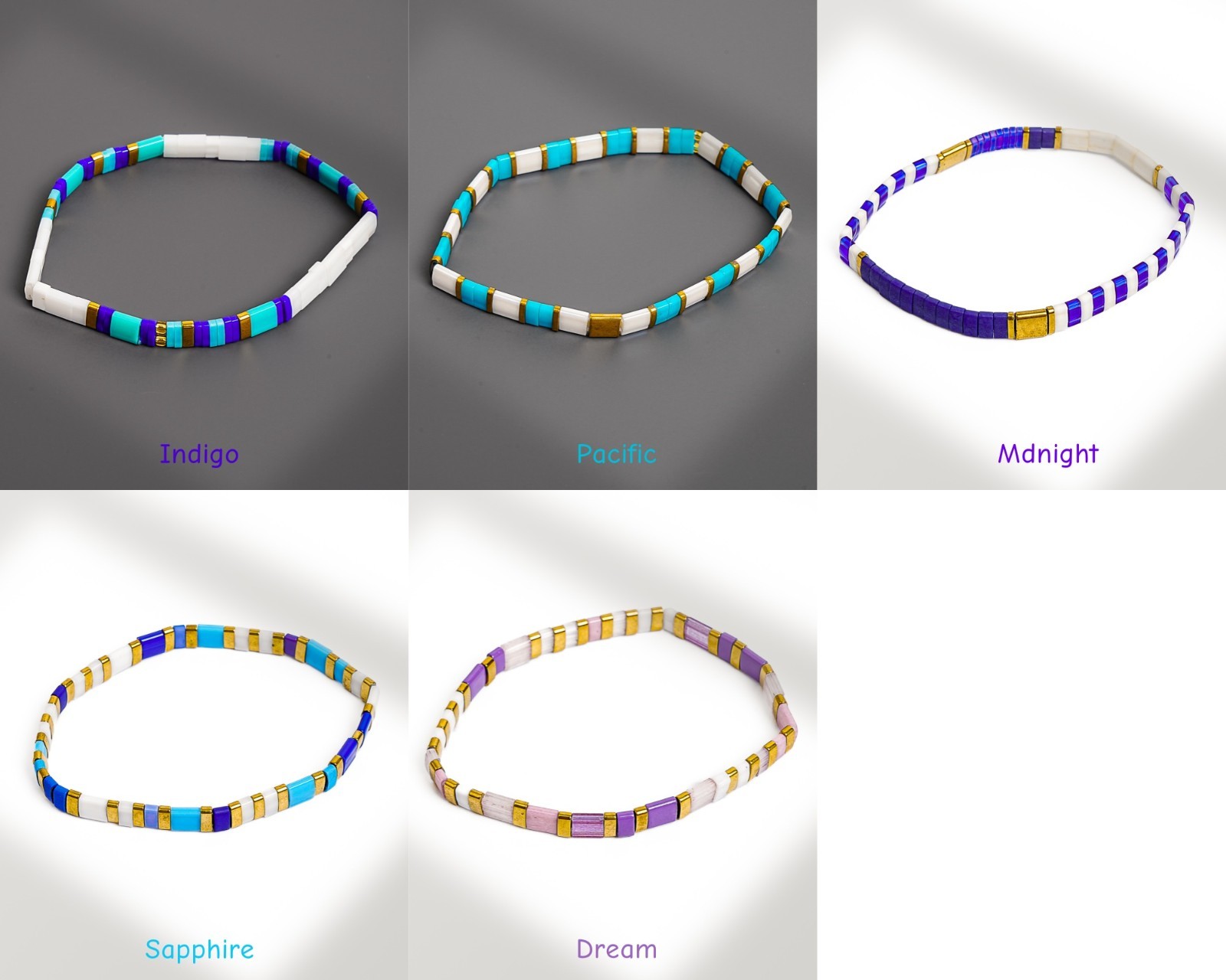 Tile Tila Bracelet,Stackable Boho Glass Bead Bracelets,Summer Jewelry-OCEAN TYPE