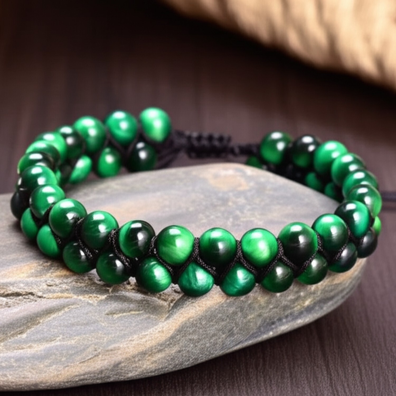 Green Tiger Eye Healing Bracelet Men Women Protection Gemstone Energy Gift 1Pc