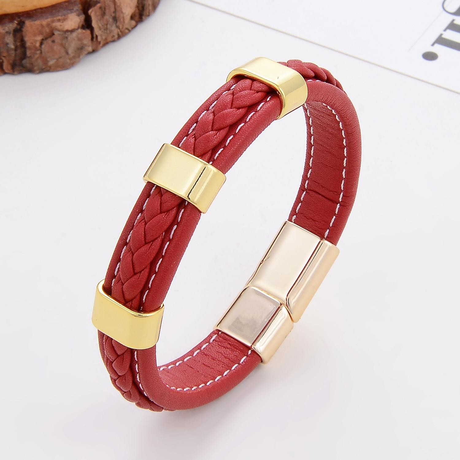 Classic Braided Leather Bracelet for Women & Men – Zinc Alloy Clasp Jewelry