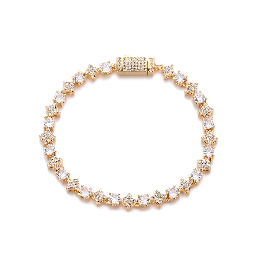 Men Women Iced Out Chain Tennis Bracelet CZ Zircon 925 Silver Gold Hip Hop 6MM