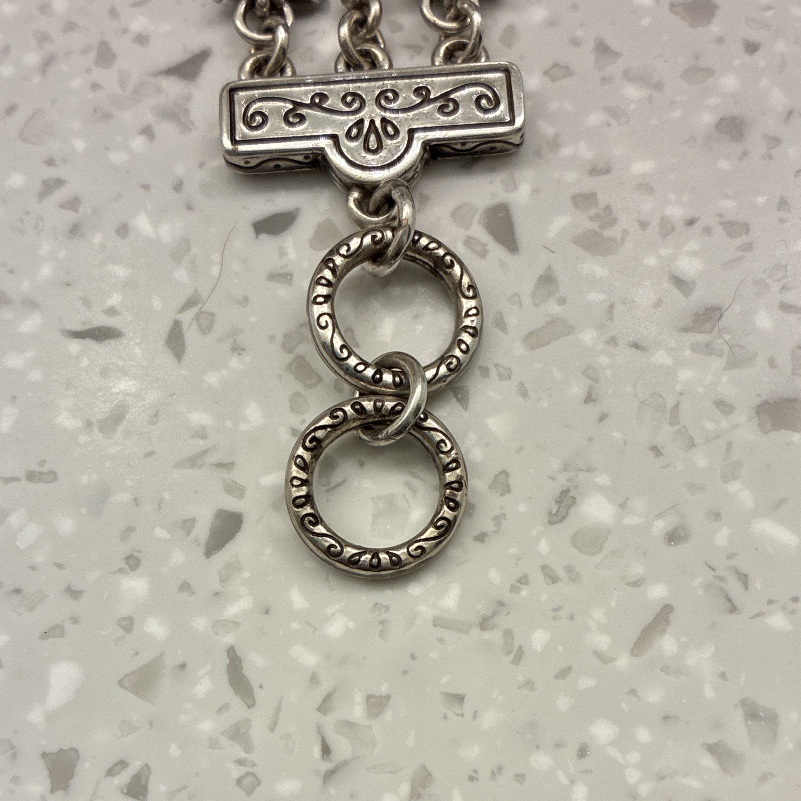 Brighton Multi-Strand Cable Chain Flower Crystal Charm Toggle Bracelet