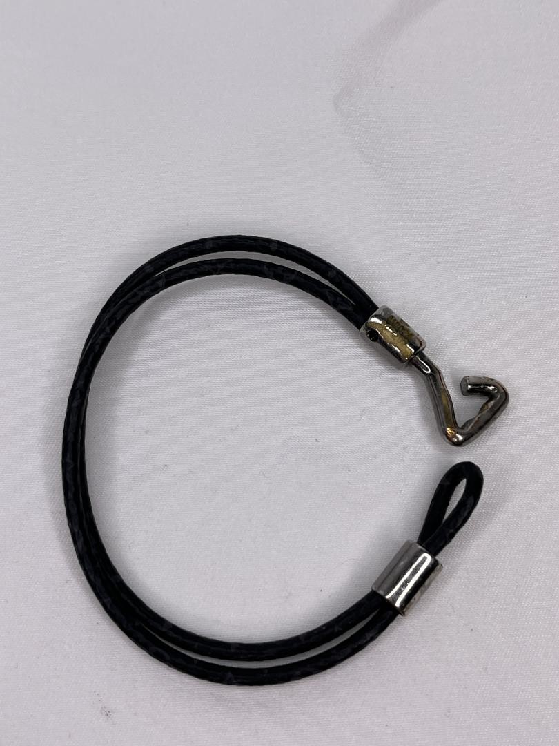 Louis Vuitton Double Rope Leather Bracelet Black w/ Box & Pouch 17cm Pre-Owned