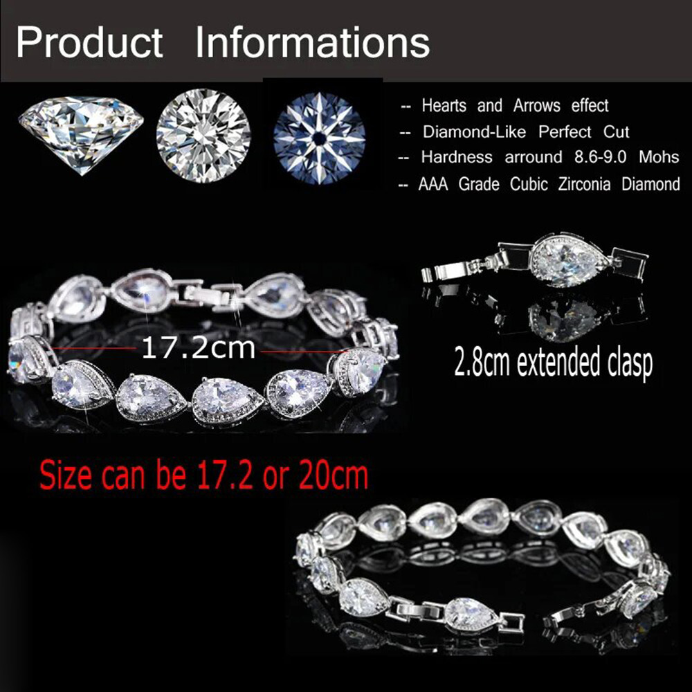 Women Gorgeous Cubic Zirconia Silver Plated Tennis Bracelet Wedding Jewelry Gift