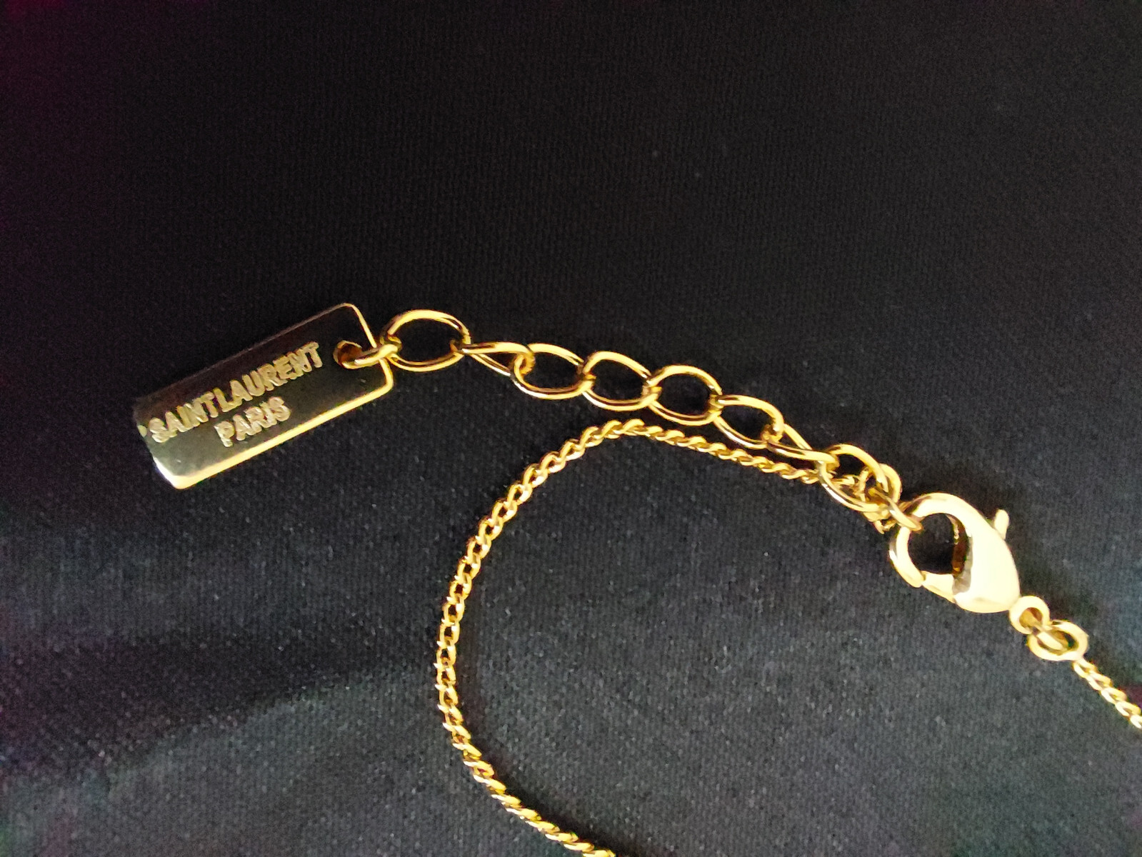 YSL Saint Laurent Charm Bracelet Crystal Brass Metal Gold!