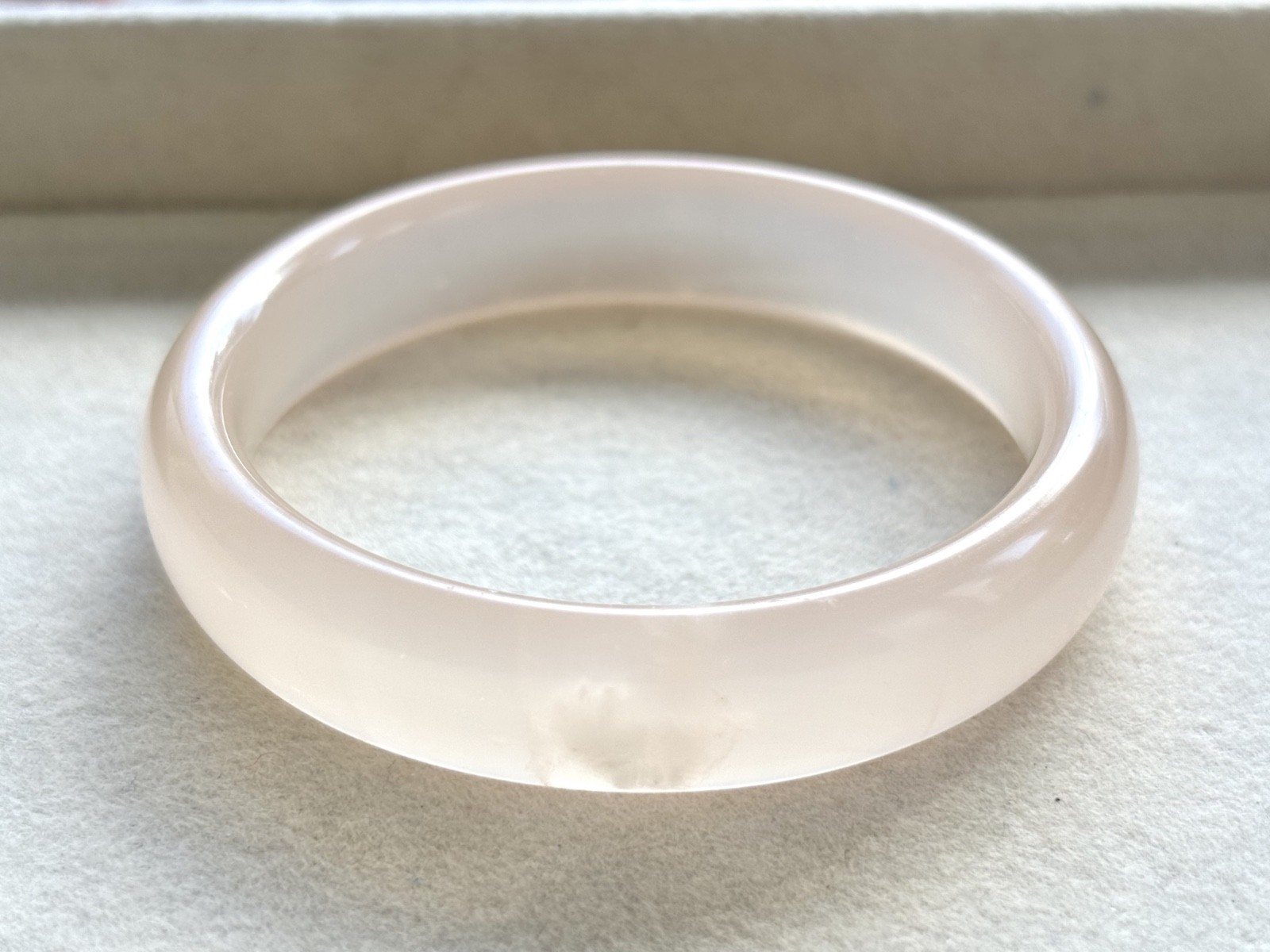 58mm Natural Soft Pink Calcite Bangle Bracelet High Luster Gemstone Jewelry