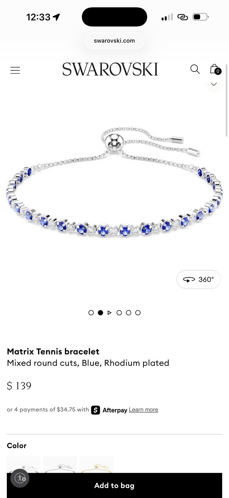 Swarovski Matrix Tennis Bracelet Blue Round Crystal Rhodium Plated Adjustable