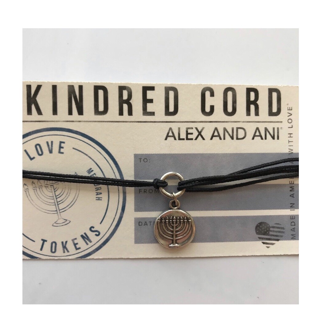 Alex and Ani Menorah Pull Cord Bracelet Black Silver Hanukkah BRAND NEW 🕎