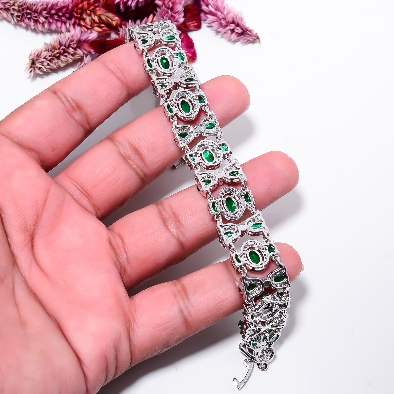 Chrome Diopside 925 Sterling Silver Adjustable Bracelet 7-8″ B130824