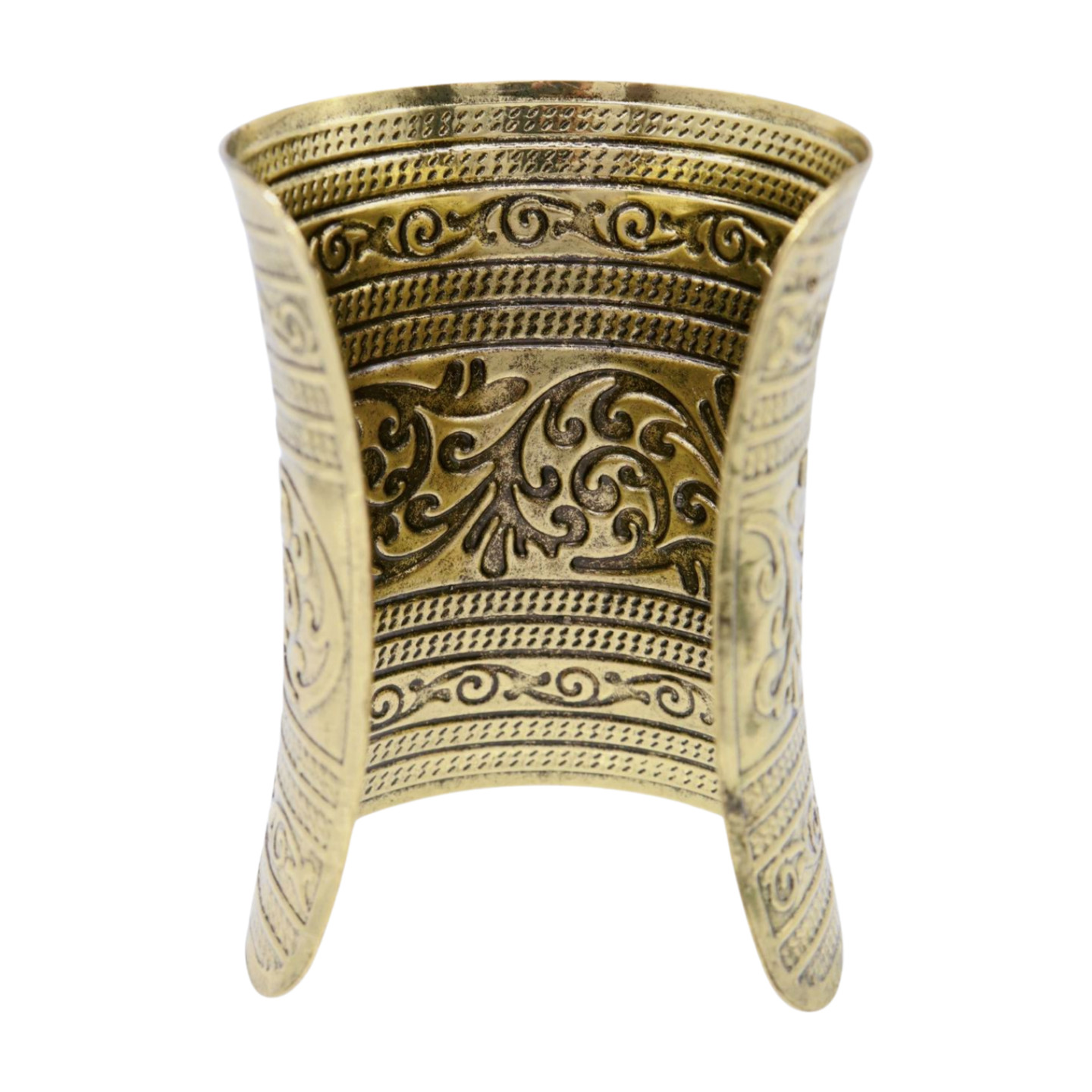 Women Antique Gold Color Extra Long Metal Roman Cuff Bracelet Filigree Halloween