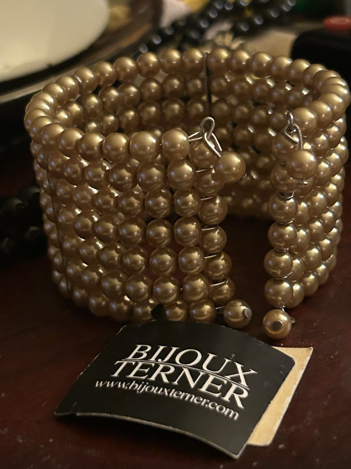 Bijoux Terner Gold Pearl Multi Row Cuff Bracelet NWT Statement Wrap Fashion