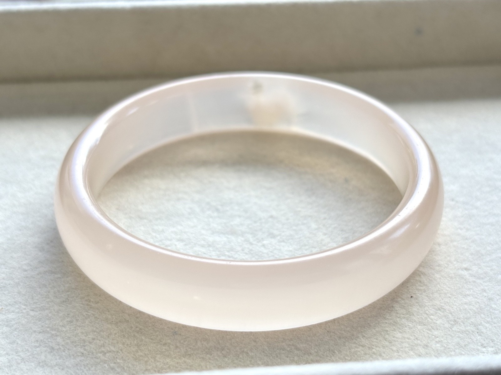 58mm Natural Soft Pink Calcite Bangle Bracelet High Luster Gemstone Jewelry