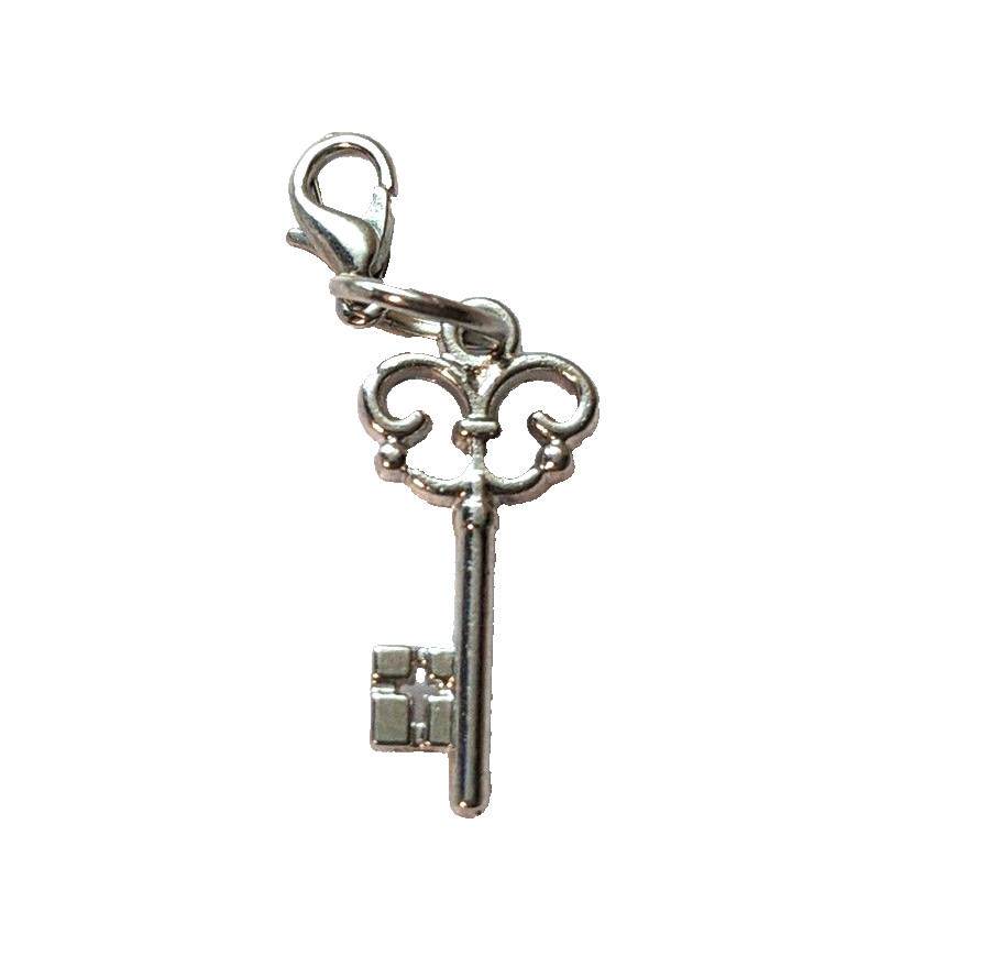 Silver Tone 1″ Key Charm Pendant NWOT