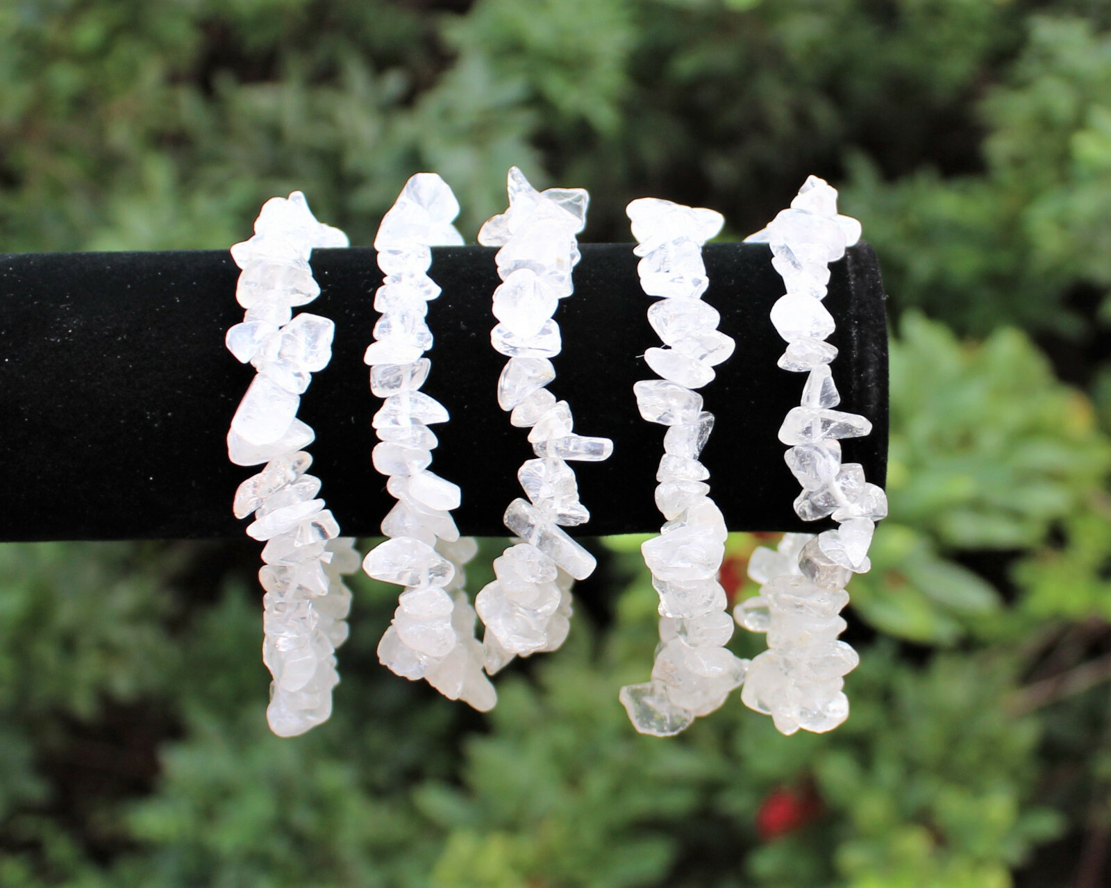 Clear Quartz Chip Bracelet, Gemstone Chip Jewelry Crystal (Stretchy – US Seller)