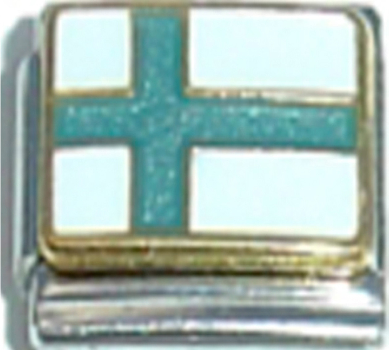 FINLAND FINNISH FLAG Ceramic Italian 9mm Charm PQ016 Fits Traditional Classic