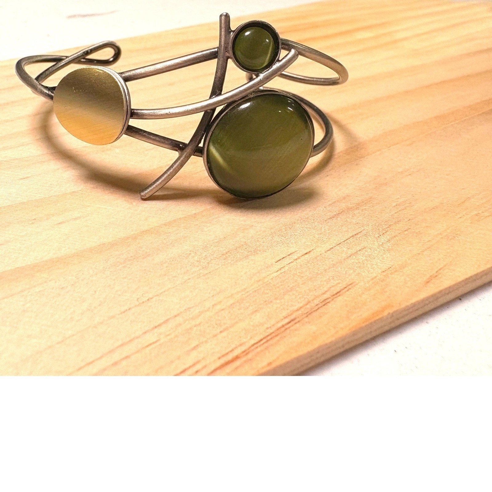 Christophe Poly Chrono Cuff architectural modernist circle geometric Olive Green