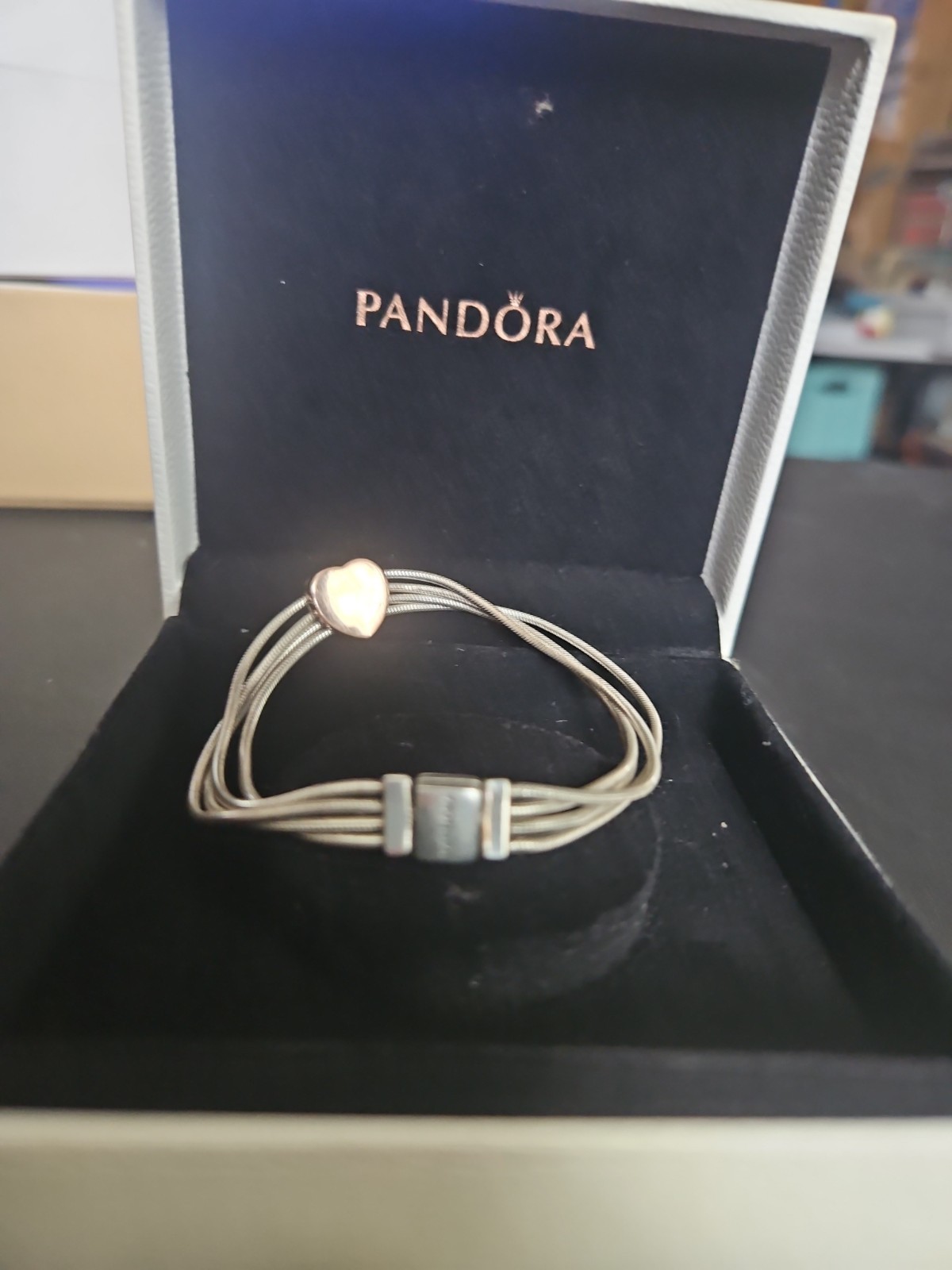 PANDORA Reflexions BRACELET & Pavé Rose charm gift 17cm